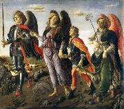 Francesco Botticini Tobias and the ore angels Michael, Rafael and Gabriel Spain oil painting artist